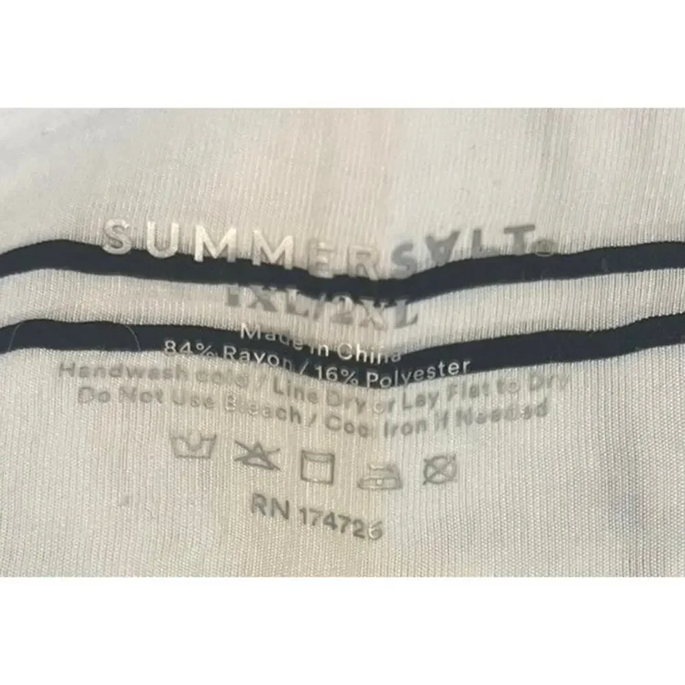 Summersalt Womens XL 1X 2X Easy Breezy Voile Sarong Cover White w/Black Stripes